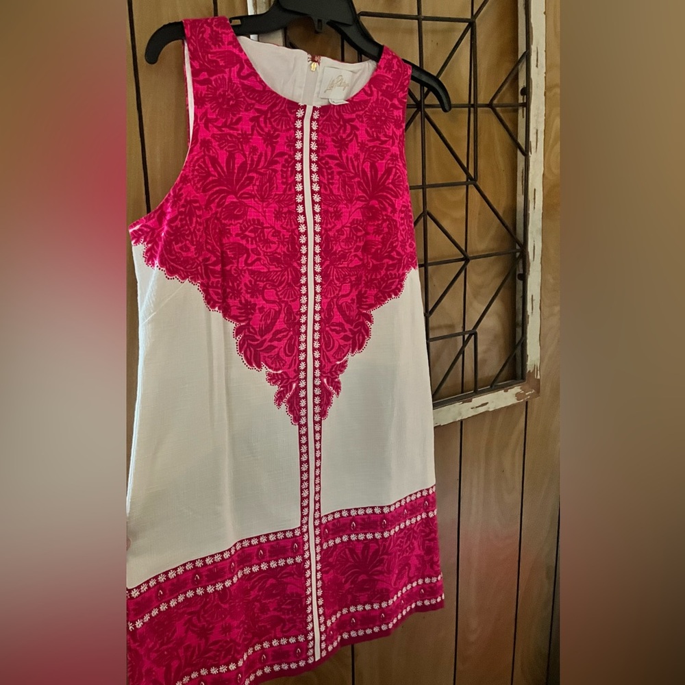 Lilly Pulitzer Fuchsia and White Sleeveless Dress